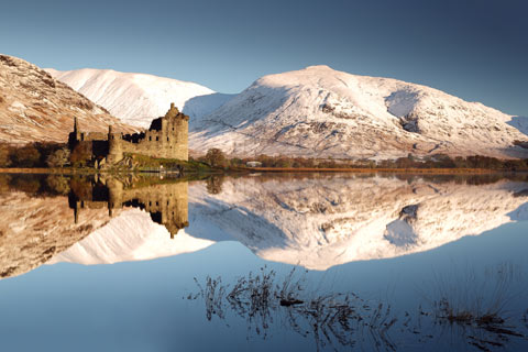 Kilchurn Castle at Loch Awe seen in winter